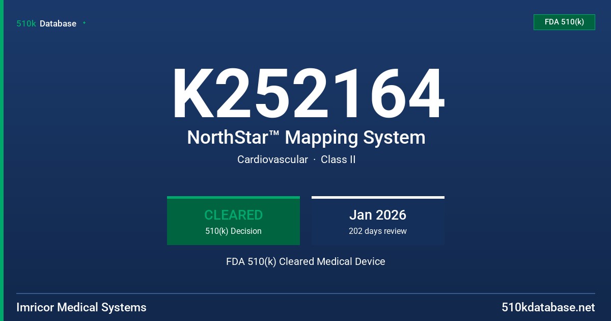 K252164 NorthStar™ Mapping System FDA 510(k) Cleared Medical Device