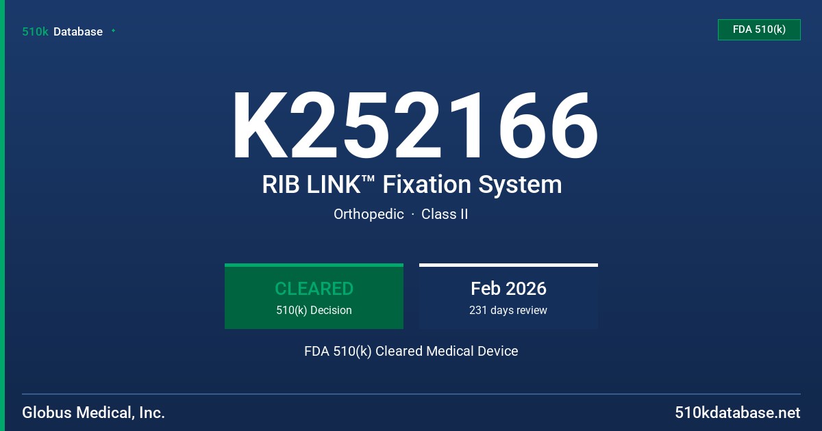 K252166 RIB LINK™ Fixation System FDA 510(k) Cleared Medical Device