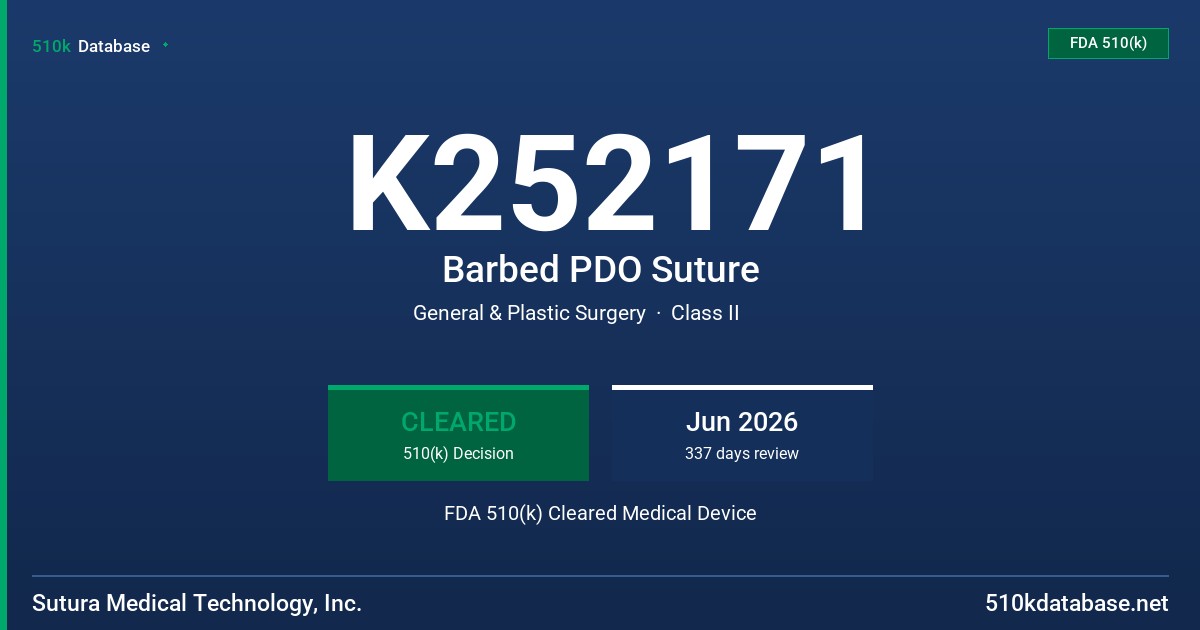 K252171 Barbed PDO Suture FDA 510(k) Cleared Medical Device