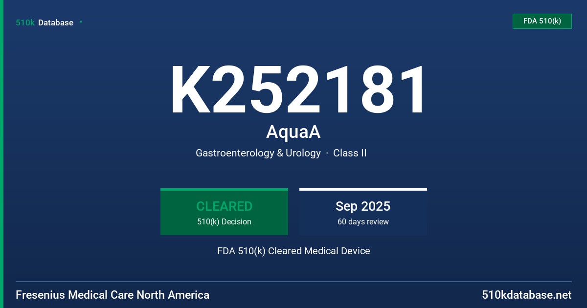 K252181 AquaA FDA 510(k) Cleared Medical Device