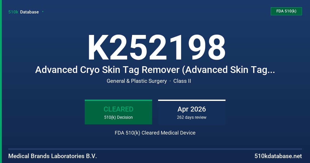 K252198 Advanced Cryo Skin Tag Remover (Advanced Skin Tag Remover) FDA 510(k) Cleared Medical Device