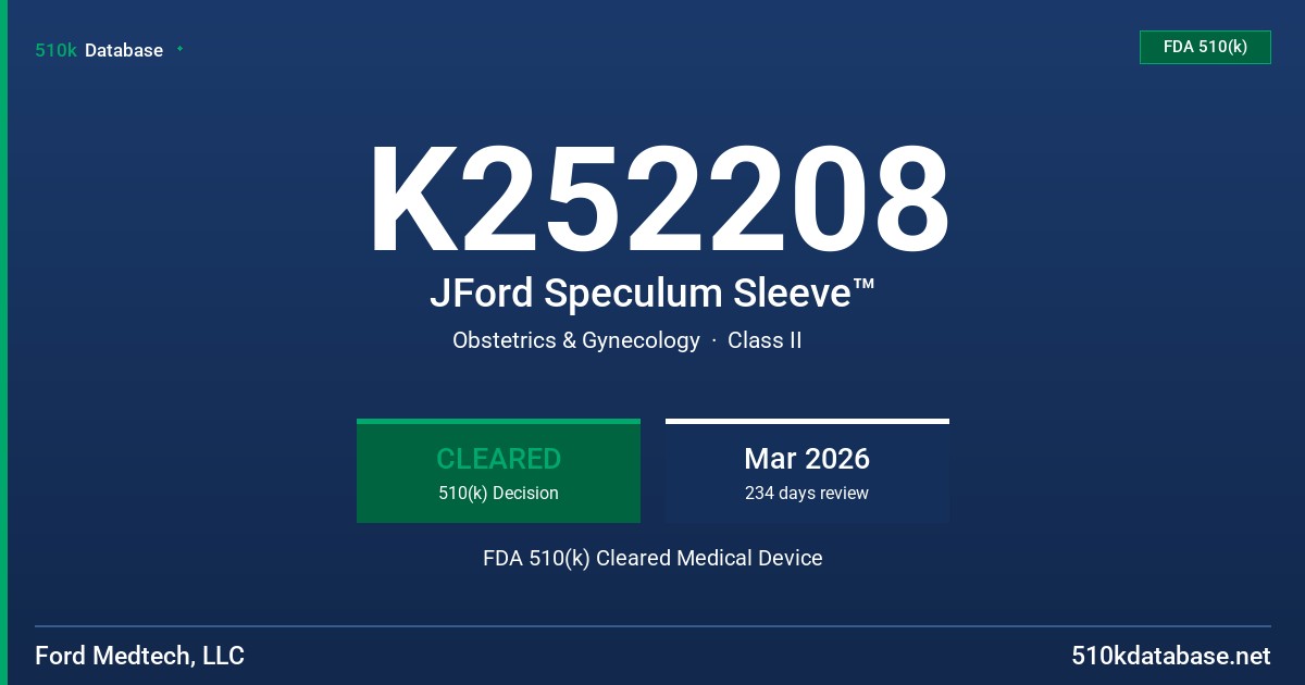 K252208 JFord Speculum Sleeve™ FDA 510(k) Cleared Medical Device