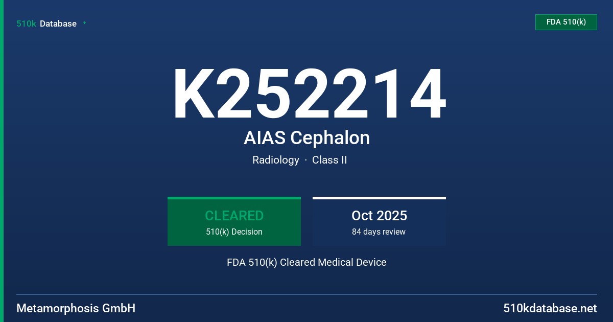 K252214 AIAS Cephalon FDA 510(k) Cleared Medical Device
