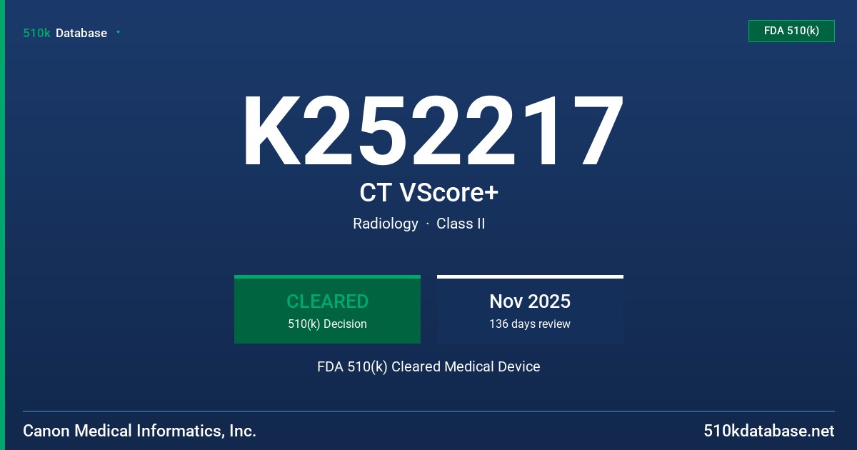 K252217 CT VScore+ FDA 510(k) Cleared Medical Device