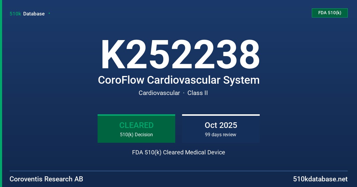 K252238 CoroFlow Cardiovascular System FDA 510(k) Cleared Medical Device