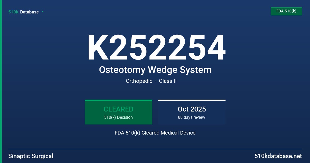 K252254 Osteotomy Wedge System FDA 510(k) Cleared Medical Device