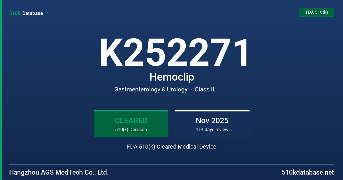 K252271 Hemoclip FDA 510(k) Cleared Medical Device