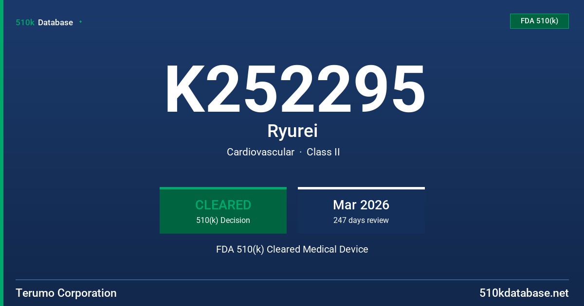 K252295 Ryurei FDA 510(k) Cleared Medical Device