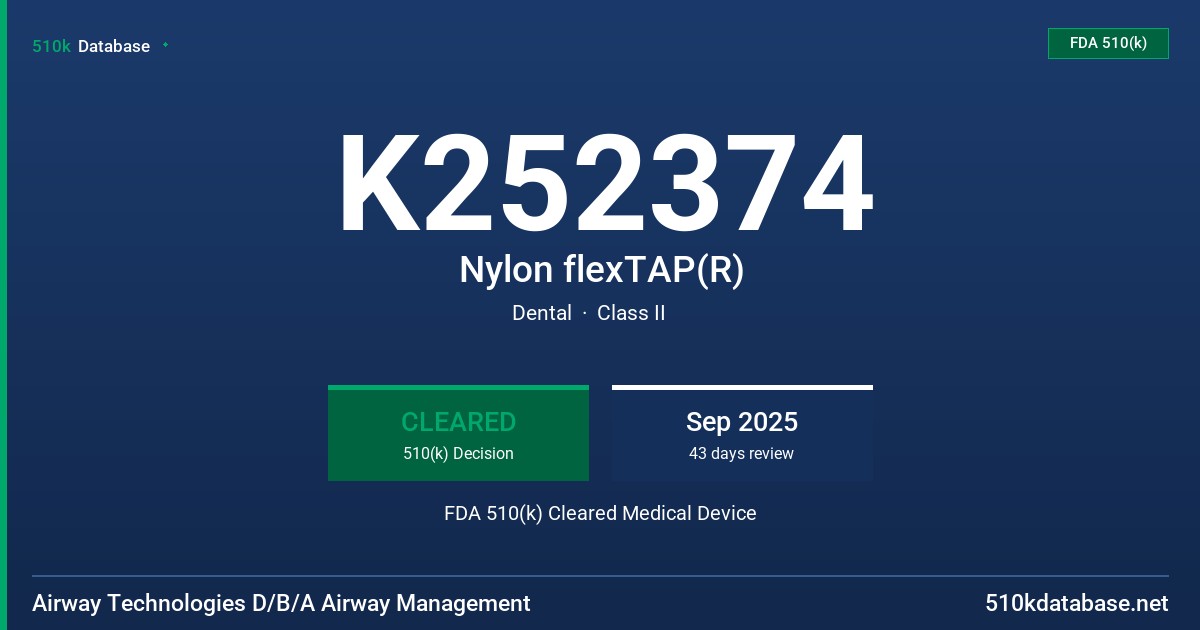 K252374 Nylon flexTAP(R) FDA 510(k) Cleared Medical Device