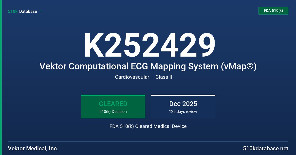 K252429 Vektor Computational ECG Mapping System (vMap®) FDA 510(k) Cleared Medical Device