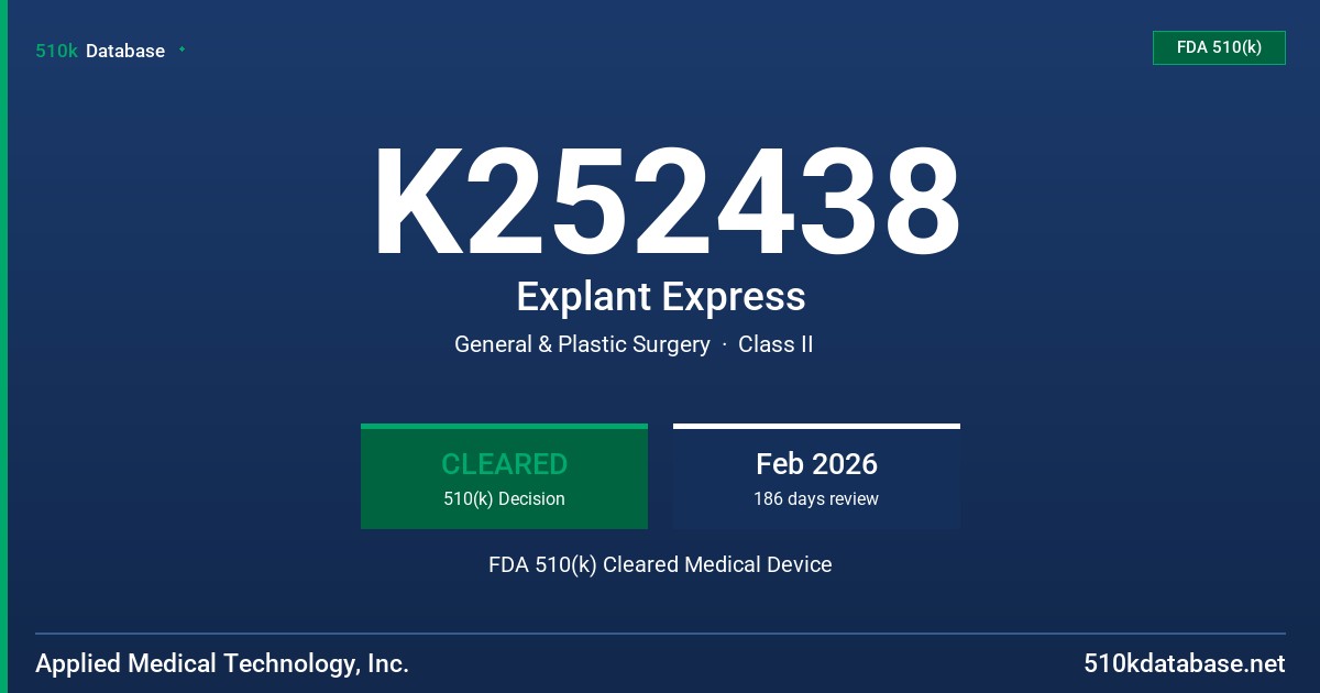 K252438 Explant Express FDA 510(k) Cleared Medical Device