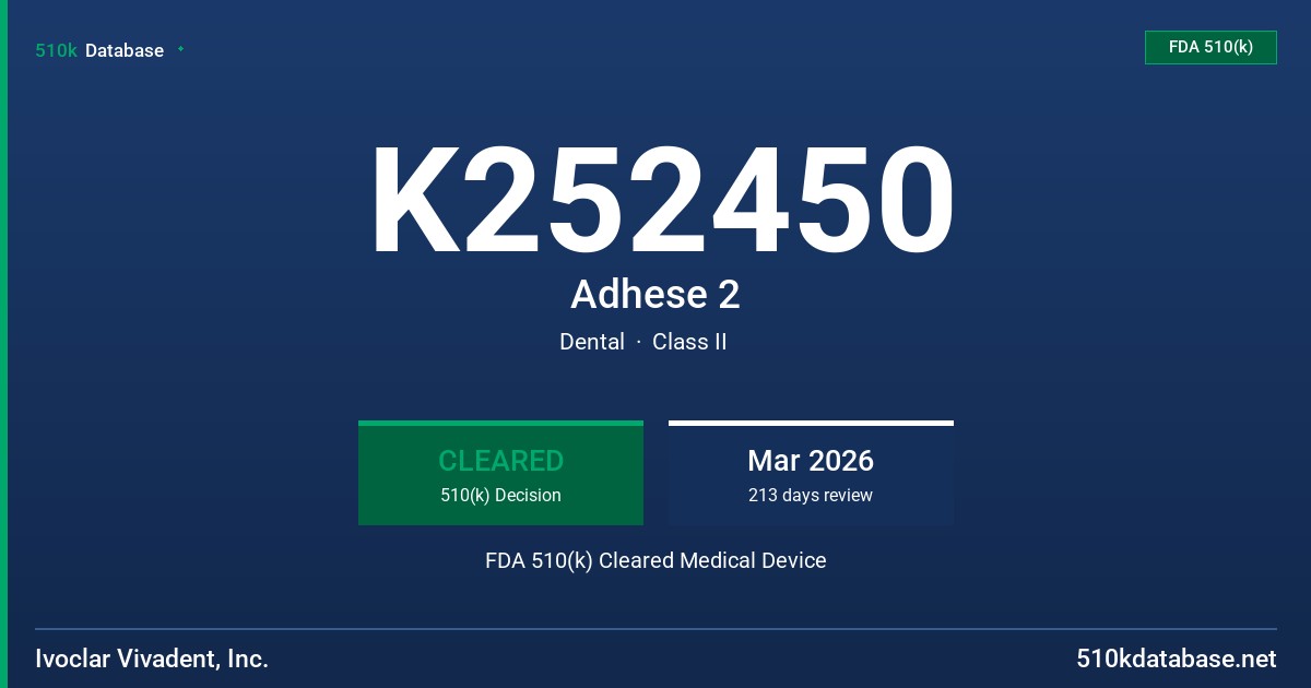 K252450 Adhese 2 FDA 510(k) Cleared Medical Device