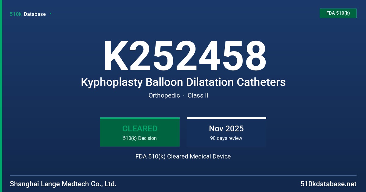K252458 Kyphoplasty Balloon Dilatation Catheters FDA 510(k) Cleared Medical Device