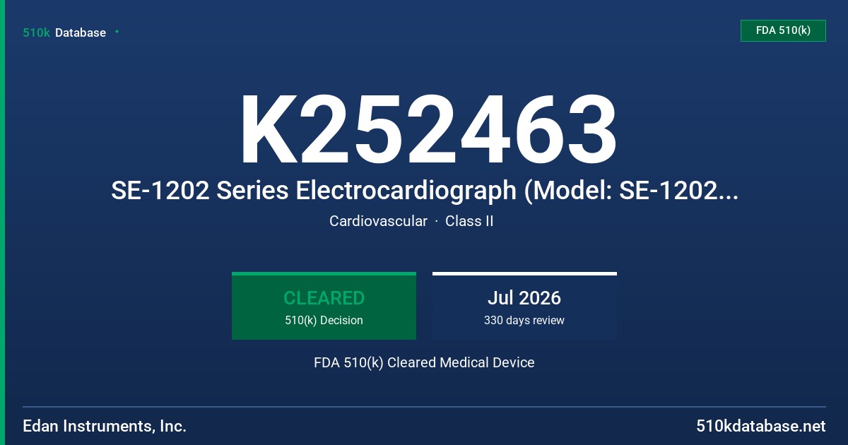 K252463 SE-1202 Series Electrocardiograph (Model: SE-1202, SE-1202E) FDA 510(k) Cleared Medical Device