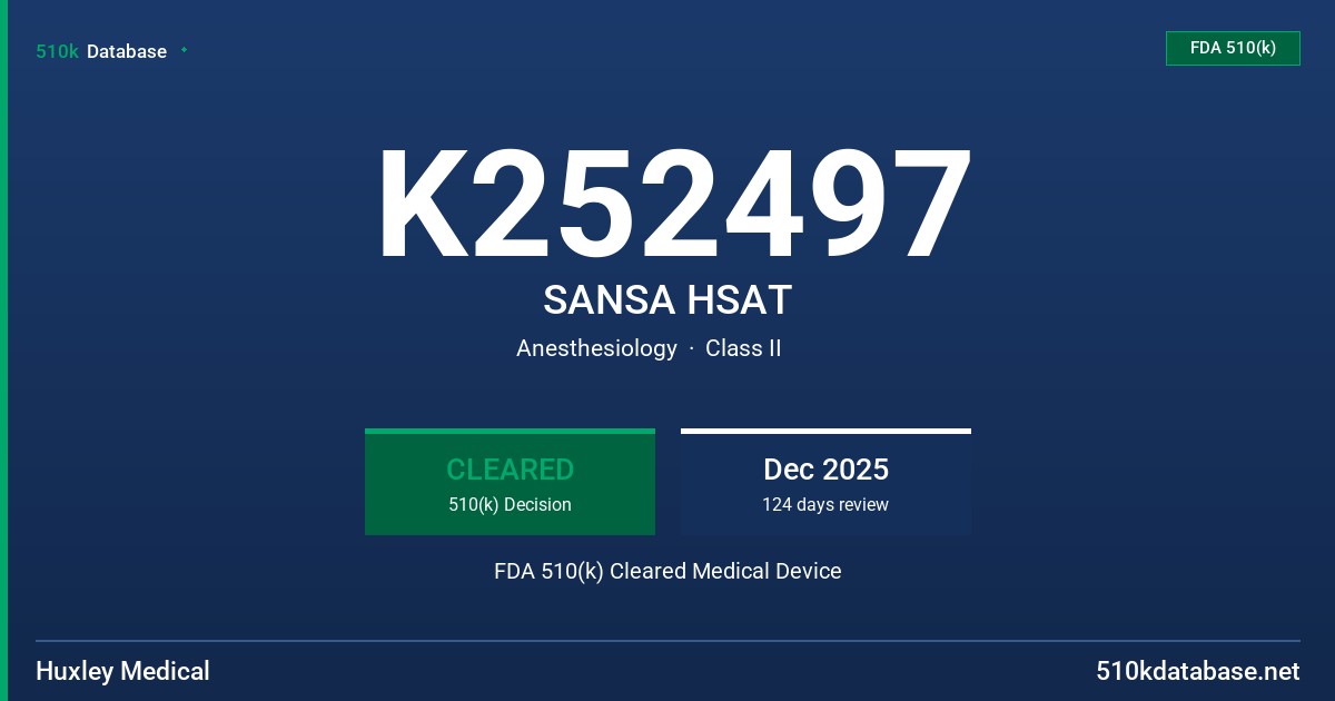 K252497 SANSA HSAT FDA 510(k) Cleared Medical Device