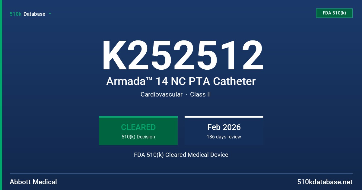 K252512 Armada™ 14 NC PTA Catheter FDA 510(k) Cleared Medical Device