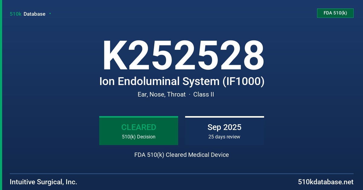 K252528 Ion Endoluminal System (IF1000) FDA 510(k) Cleared Medical Device