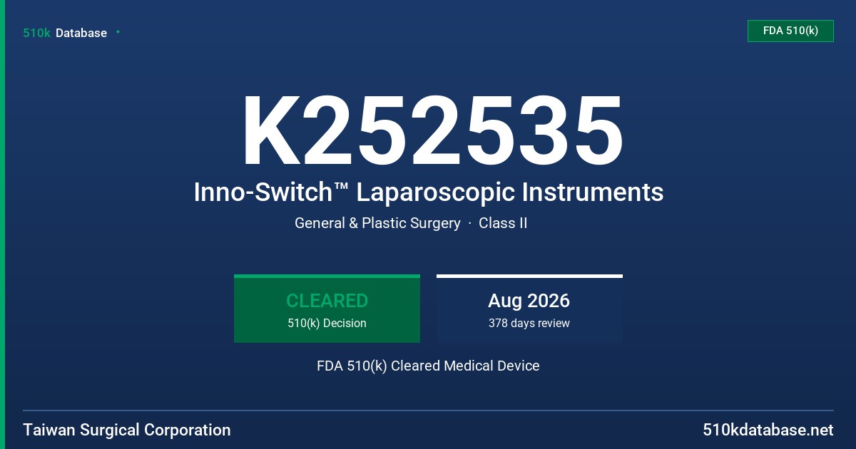 K252535 Inno-Switch™ Laparoscopic Instruments FDA 510(k) Cleared Medical Device