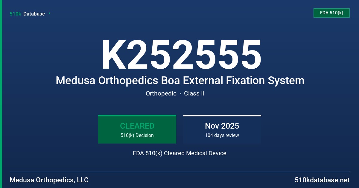 K252555 Medusa Orthopedics Boa External Fixation System FDA 510(k) Cleared Medical Device