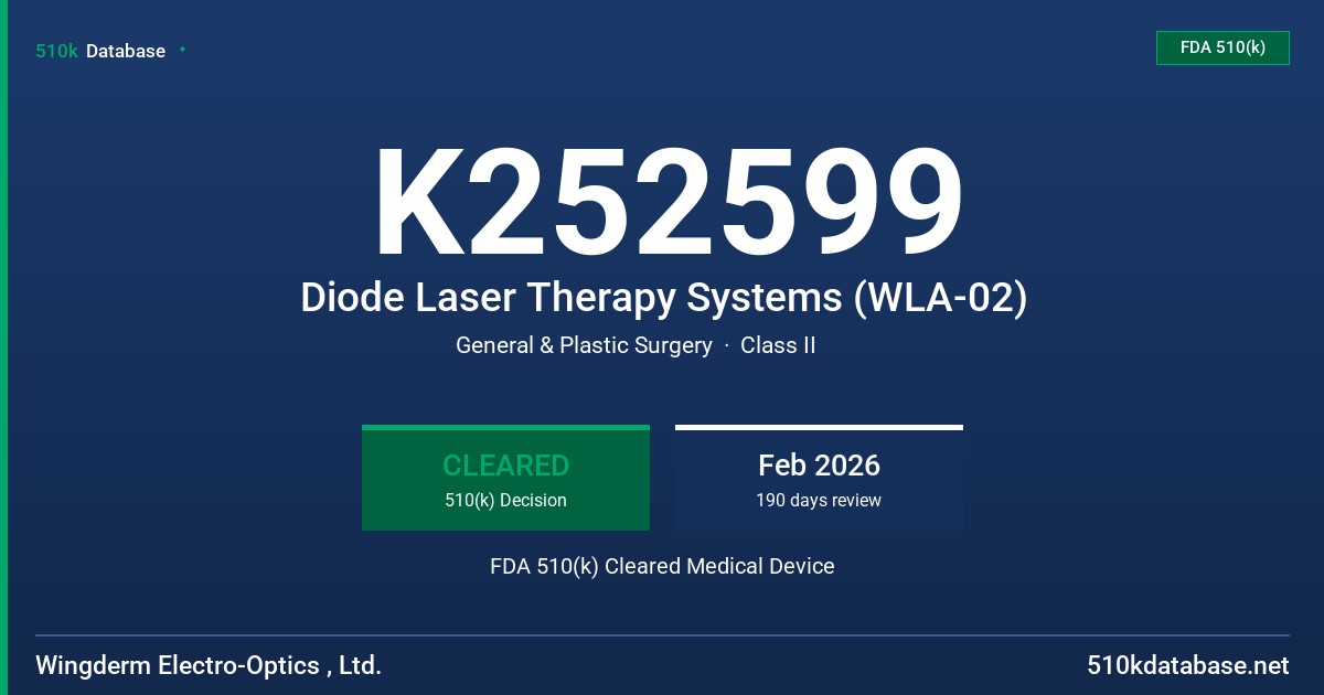 K252599 Diode Laser Therapy Systems (WLA-02) FDA 510(k) Cleared Medical Device