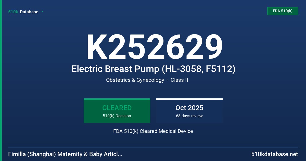 K252629 Electric Breast Pump (HL-3058, F5112) FDA 510(k) Cleared Medical Device