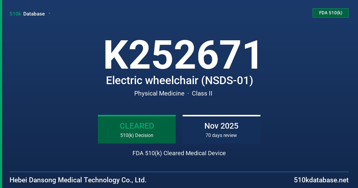 K252671 Electric wheelchair (NSDS-01) FDA 510(k) Cleared Medical Device