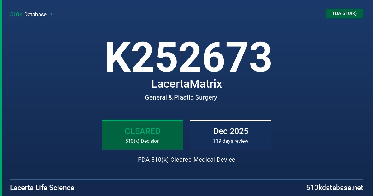 K252673 LacertaMatrix FDA 510(k) Cleared Medical Device