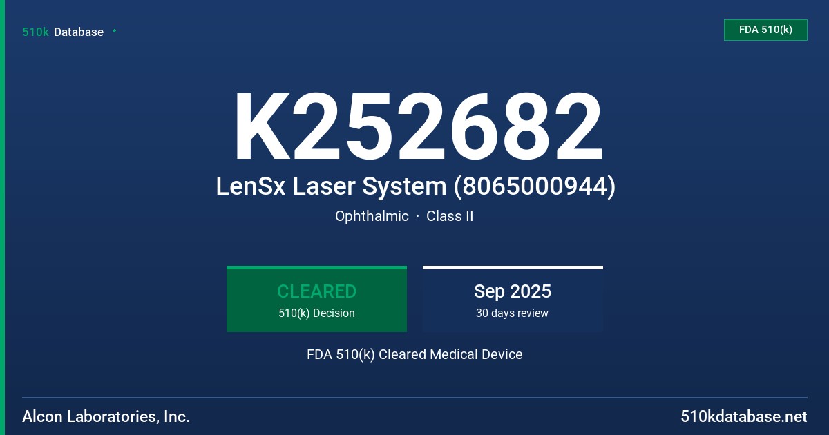 K252682 LenSx Laser System (8065000944) FDA 510(k) Cleared Medical Device
