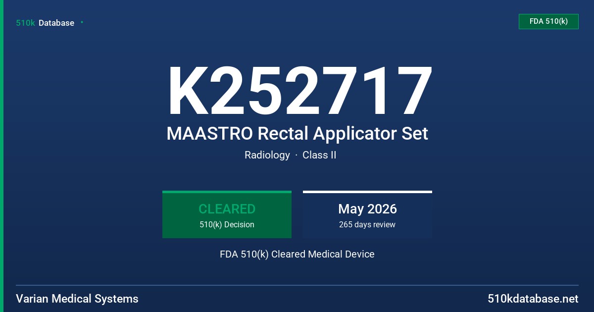 K252717 MAASTRO Rectal Applicator Set FDA 510(k) Cleared Medical Device