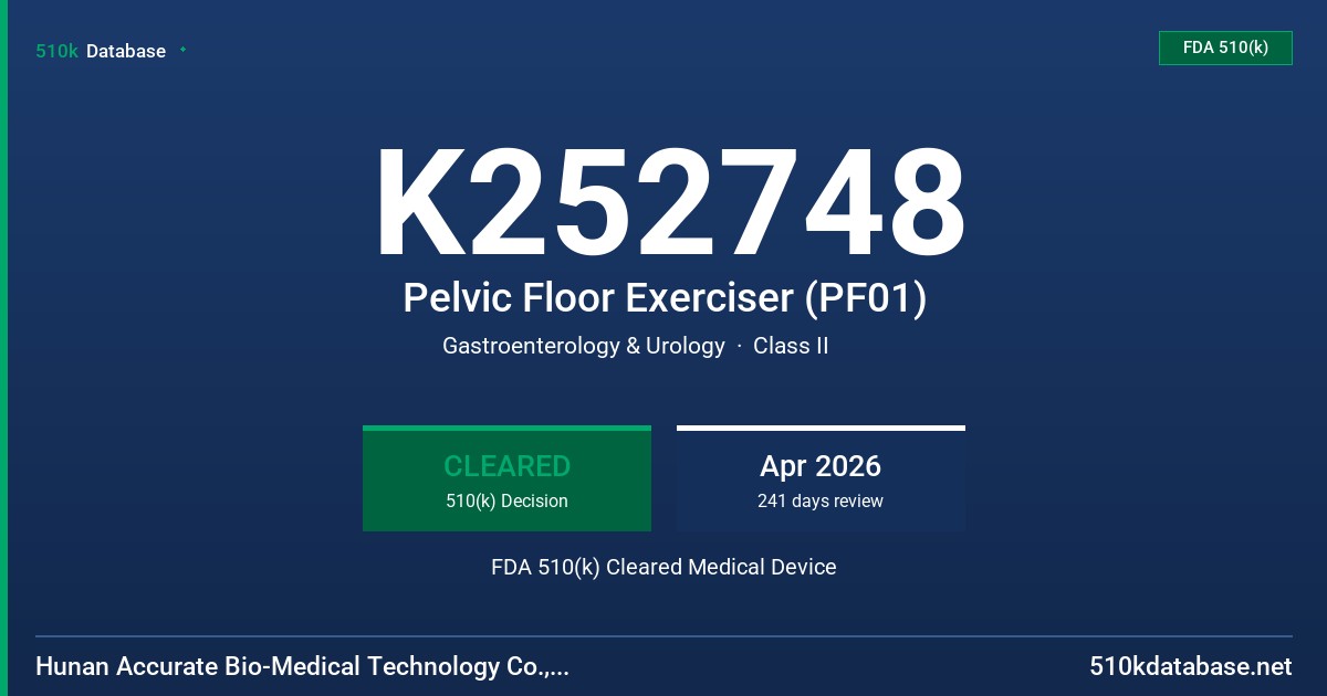 K252748 Pelvic Floor Exerciser (PF01) FDA 510(k) Cleared Medical Device