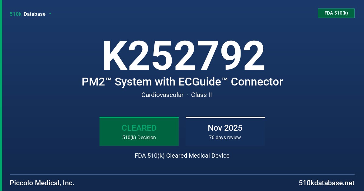 K252792 PM2™ System with ECGuide™ Connector FDA 510(k) Cleared Medical Device