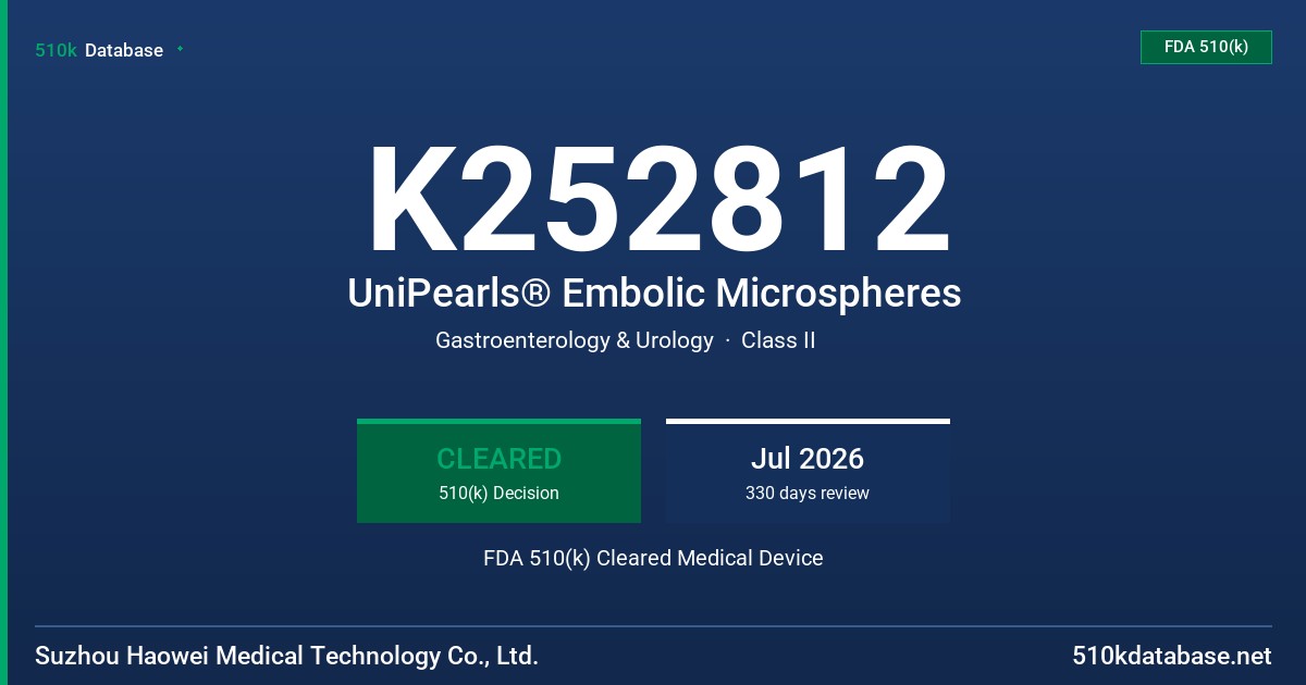 K252812 UniPearls® Embolic Microspheres FDA 510(k) Cleared Medical Device
