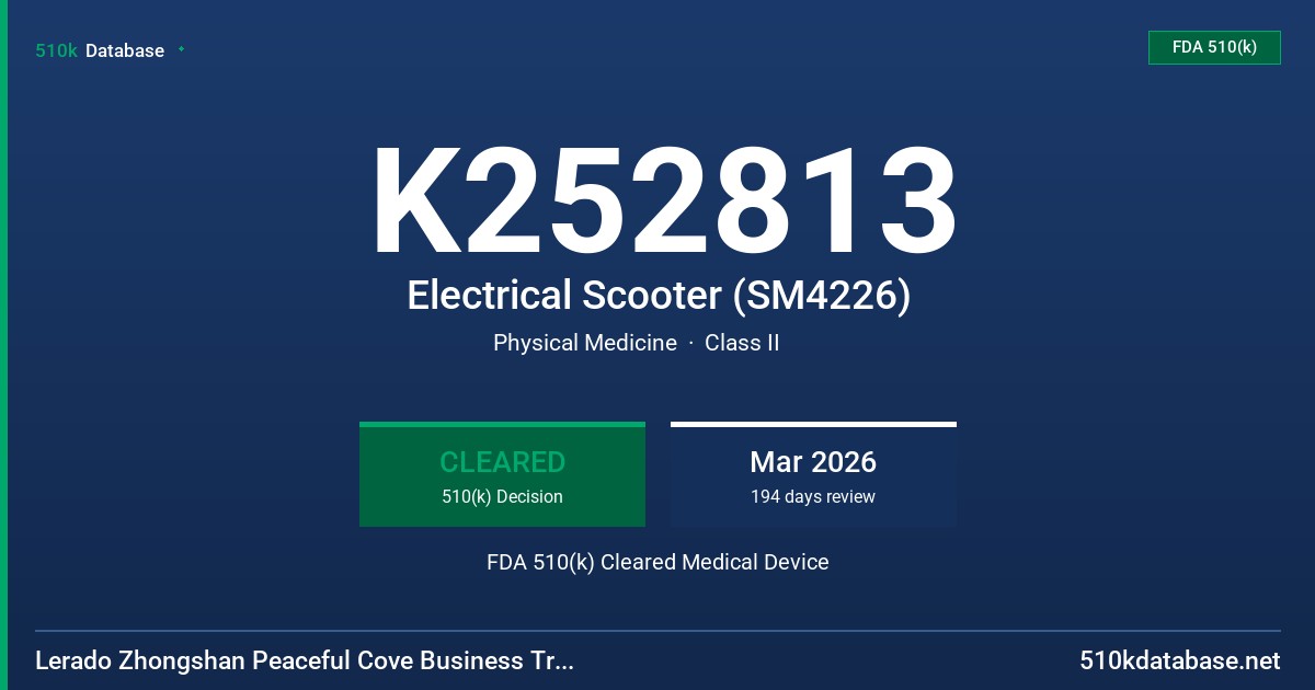 K252813 Electrical Scooter (SM4226) FDA 510(k) Cleared Medical Device