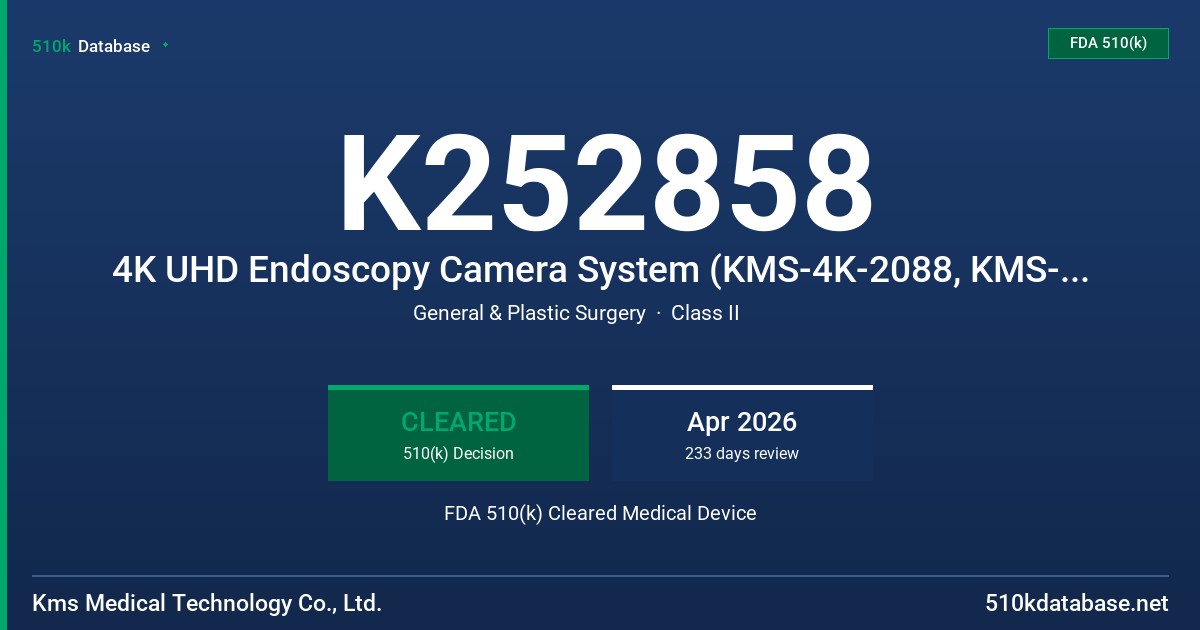 K252858 4K UHD Endoscopy Camera System (KMS-4K-2088, KMS-4K-2188, KMS-4K-2288) FDA 510(k) Cleared Medical Device