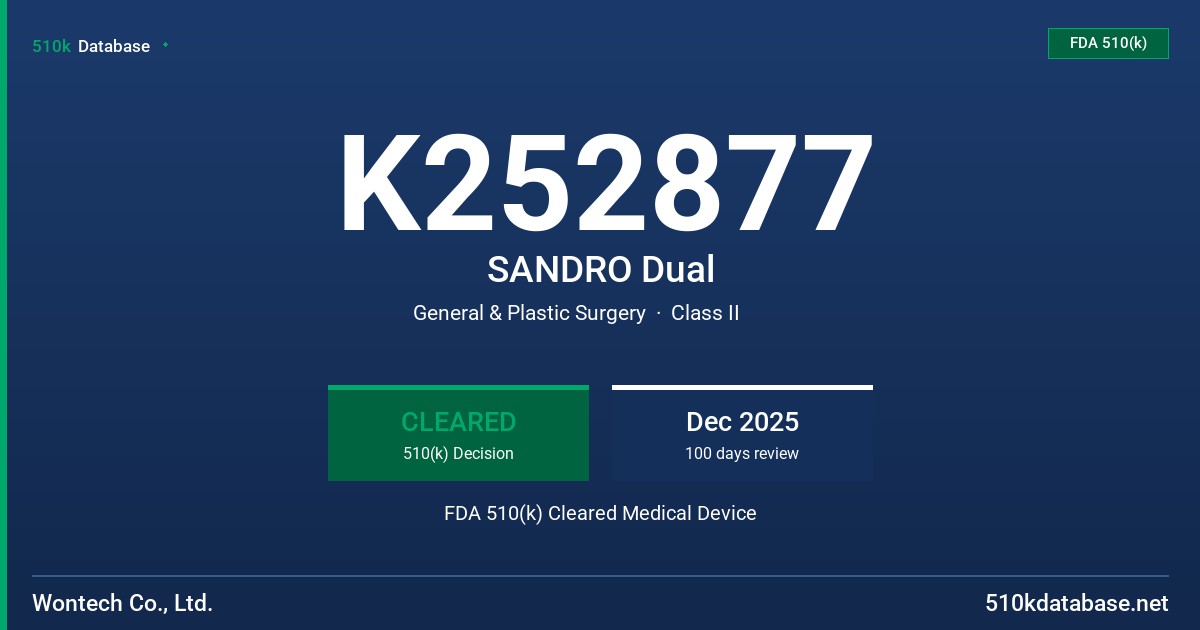 K252877 SANDRO Dual FDA 510(k) Cleared Medical Device
