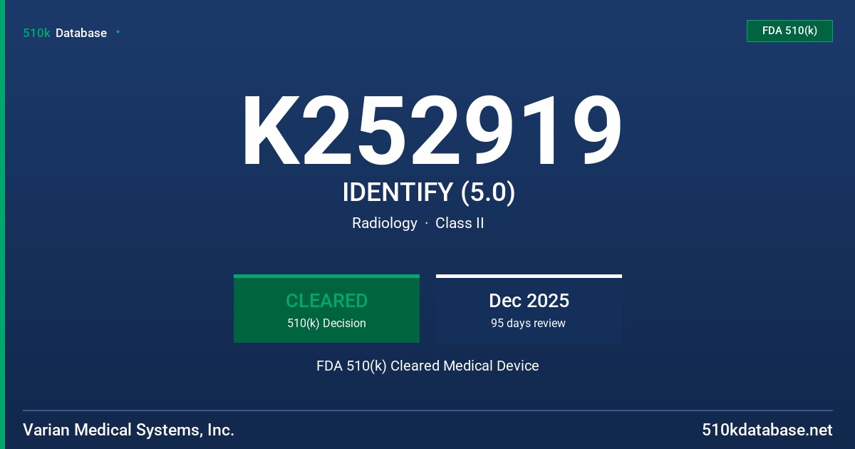 K252919 IDENTIFY (5.0) FDA 510(k) Cleared Medical Device