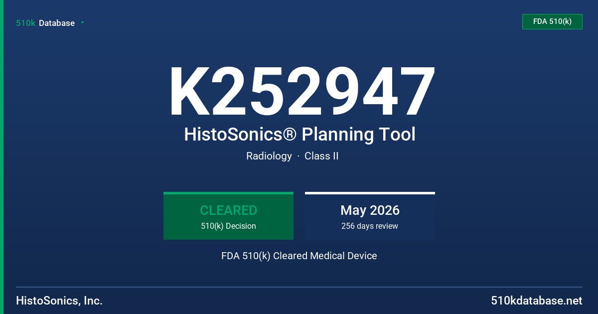 K252947 HistoSonics® Planning Tool FDA 510(k) Cleared Medical Device