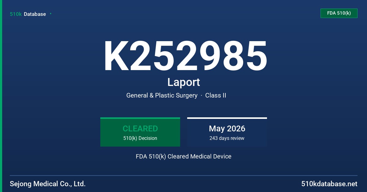 K252985 Laport FDA 510(k) Cleared Medical Device