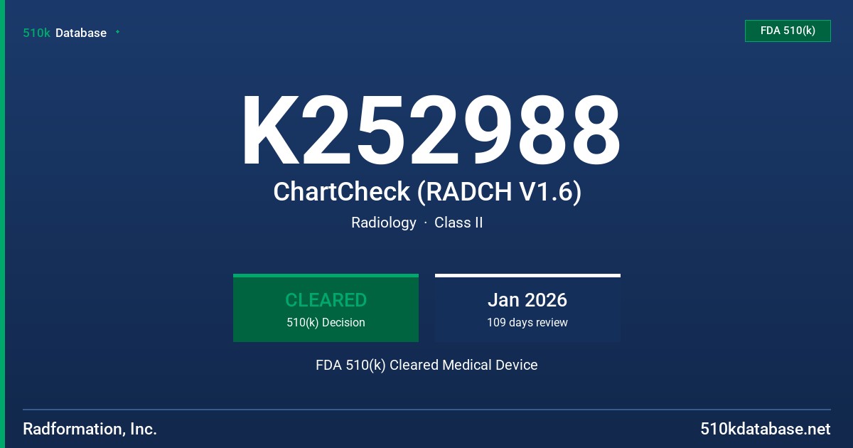 K252988 ChartCheck (RADCH V1.6) FDA 510(k) Cleared Medical Device