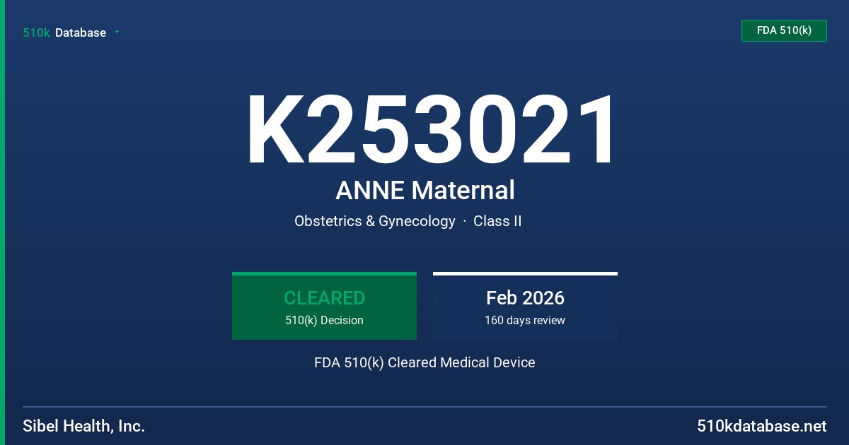 K253021 ANNE Maternal FDA 510(k) Cleared Medical Device