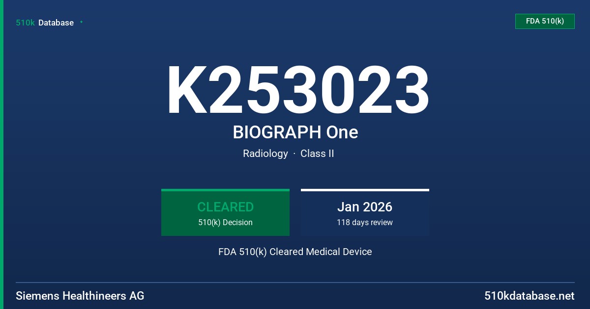 K253023 BIOGRAPH One FDA 510(k) Cleared Medical Device