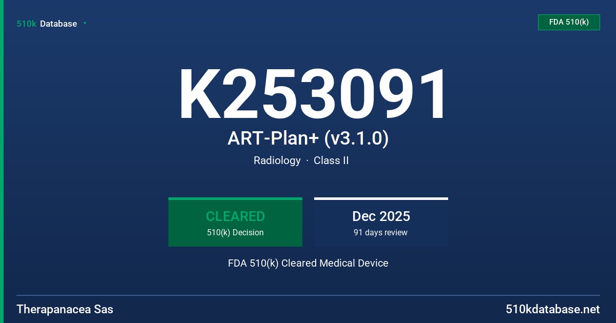 K253091 ART-Plan+ (v3.1.0) FDA 510(k) Cleared Medical Device