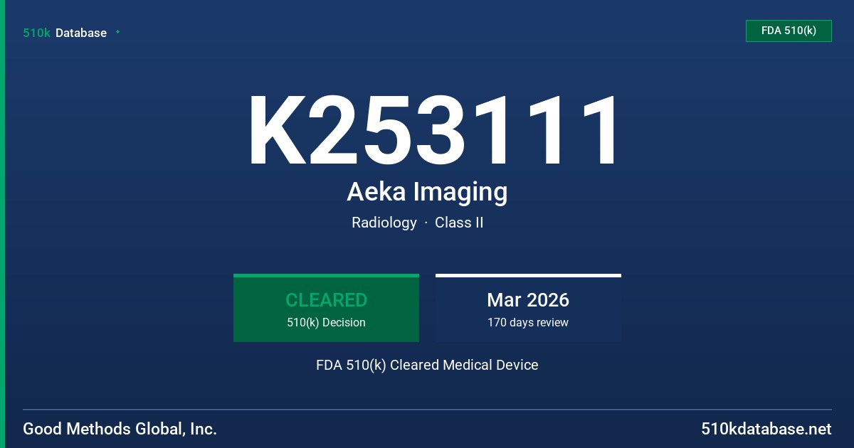 K253111 Aeka Imaging FDA 510(k) Cleared Medical Device