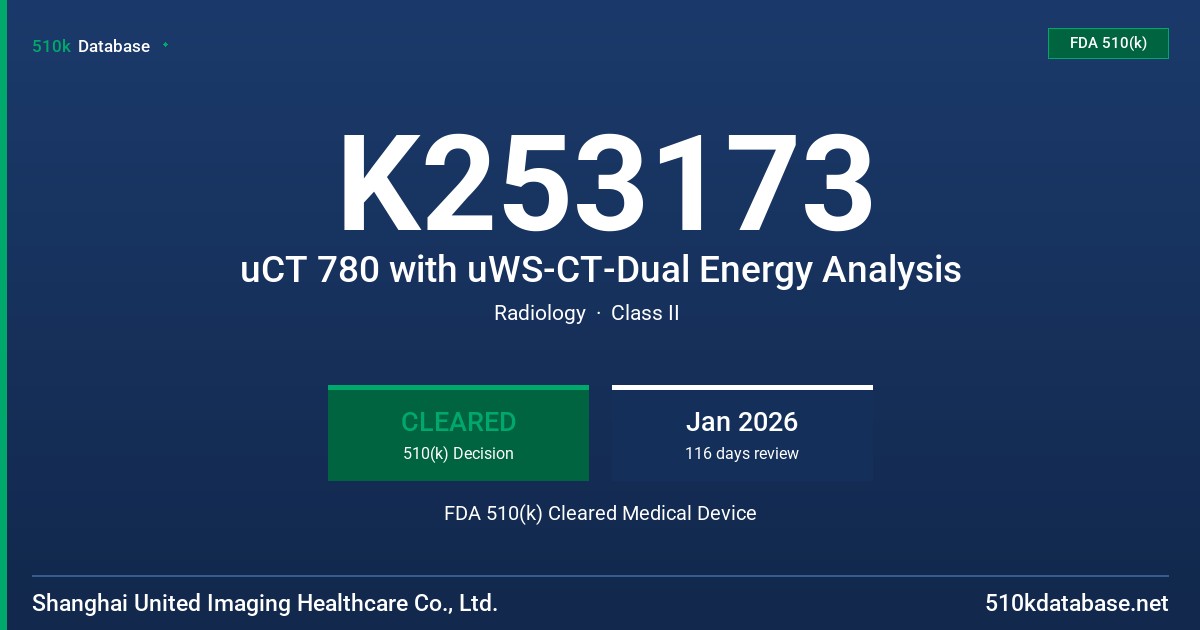 K253173 uCT 780 with uWS-CT-Dual Energy Analysis FDA 510(k) Cleared Medical Device