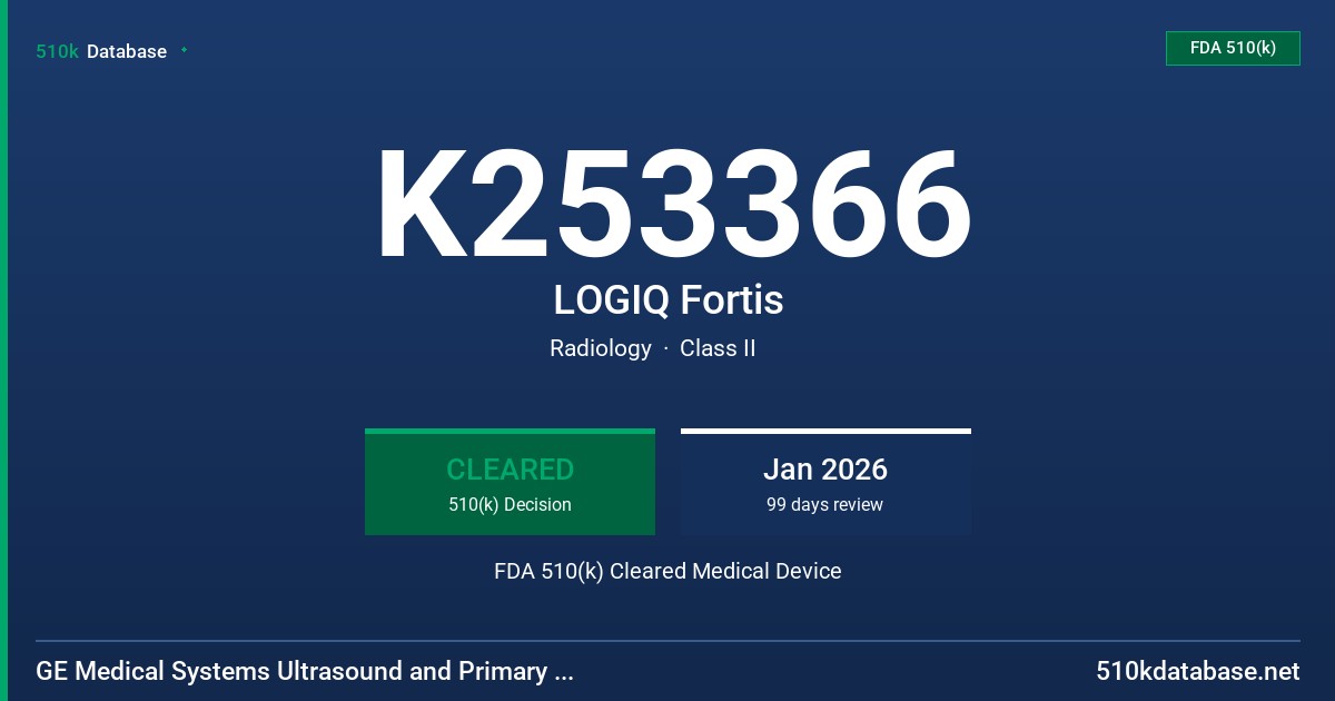 K253366 LOGIQ Fortis FDA 510(k) Cleared Medical Device