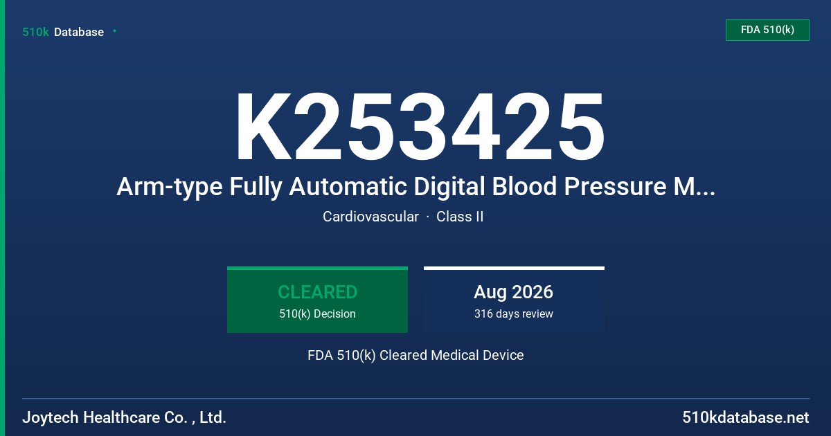 K253425 Arm-type Fully Automatic Digital Blood Pressure Monitor (DBP-6194-P,DBP-6294B-P,DBP-6195P,DBP-6295B-P, DBP-6196P,DBP-6296B-P,DBP-61E1-P, DBP-62E1B-P,DBP-62E3B-P,DBP-61E2-P,DBP-62E2B-P,DBP-61E3-P,DBP-6173-P,DBP-6273B-P,DBP-6179-P,DBP-6279B-P) FDA 510(k) Cleared Medical Device