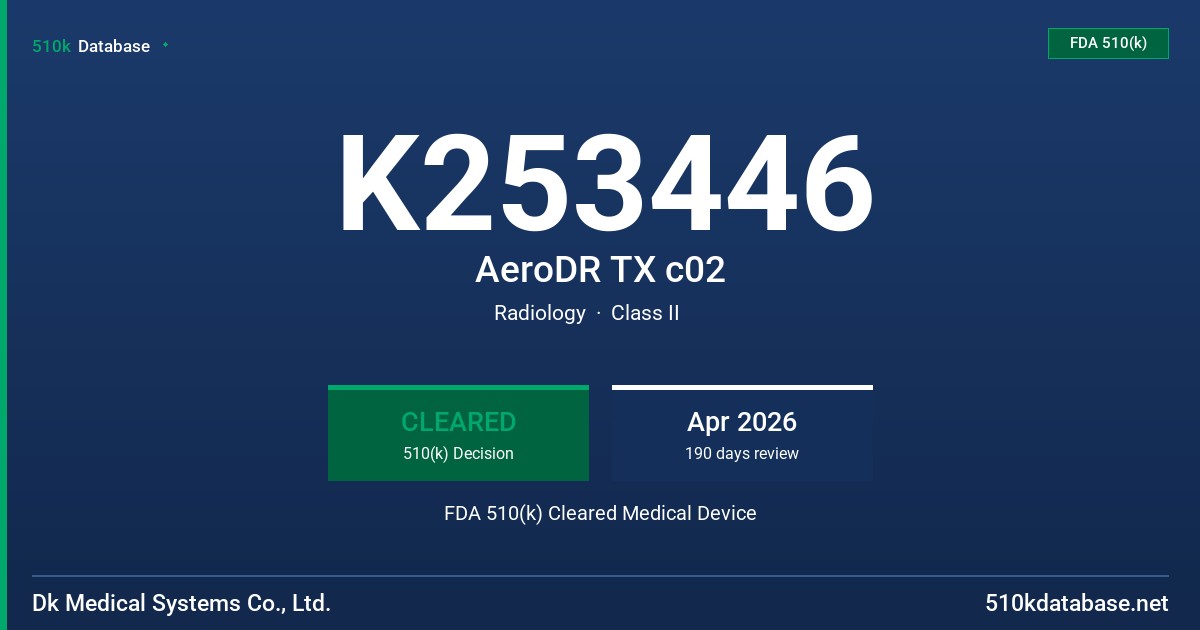 K253446 AeroDR TX c02 FDA 510(k) Cleared Medical Device