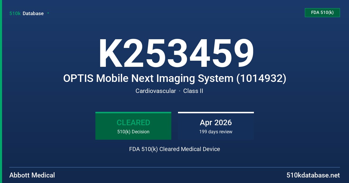 K253459 OPTIS Mobile Next Imaging System (1014932) FDA 510(k) Cleared Medical Device