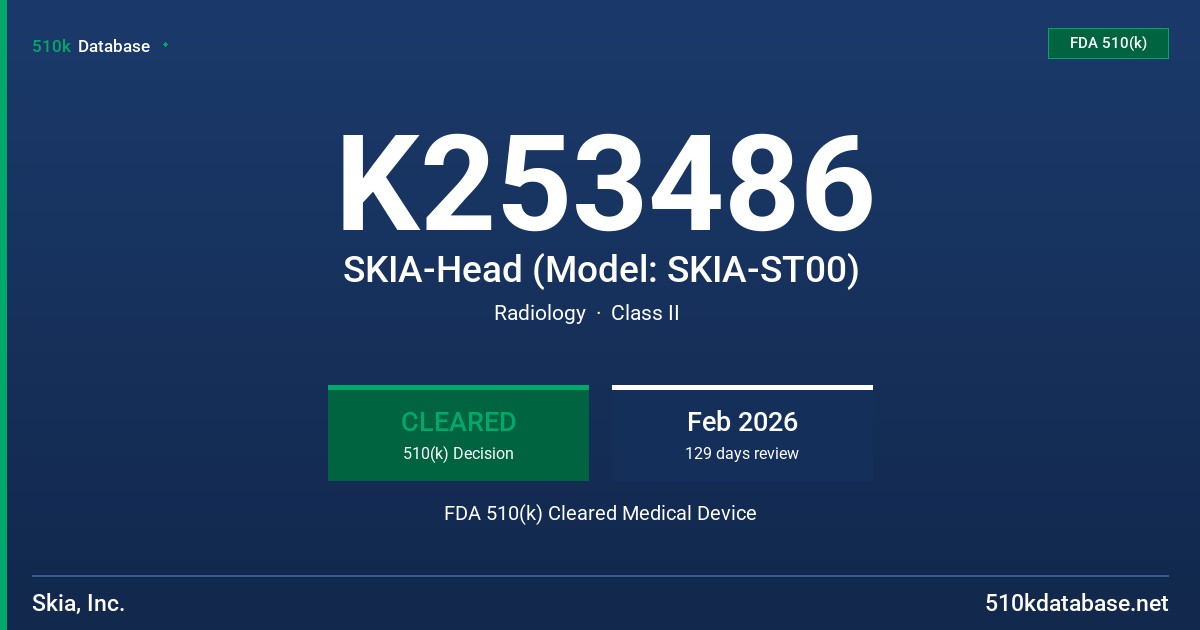 K253486 SKIA-Head (Model: SKIA-ST00) FDA 510(k) Cleared Medical Device