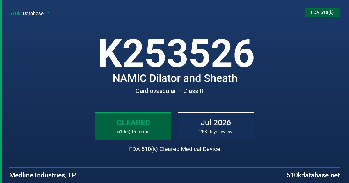 K253526 NAMIC Dilator and Sheath FDA 510(k) Cleared Medical Device